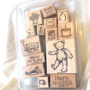 Rubber Stamps set of 14, “Favorite Teddy Bear” great condition various sizes